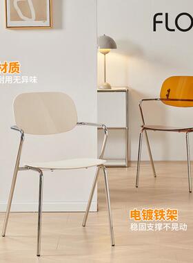 放亚克力透椅明子创意现代简约扶手家靠背椅餐椅282Z洽叠谈书用桌
