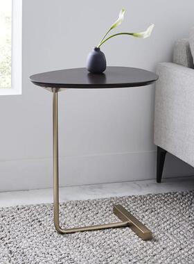 意椭简约圆形茶几移动实木铁艺沙发角几边几懒人办84934公创床头