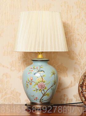 高档 复古古欧式陶装瓷台典灯 卧室床头灯客厅装饰摆设家居饰品摆