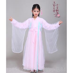 款新品女三生三世十里桃花白cos同童儿童古装演出服仙女服浅