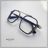 复古蓝风可配度男通用合金银数 陈伟霆同款 正品 防光双梁方框眼镜