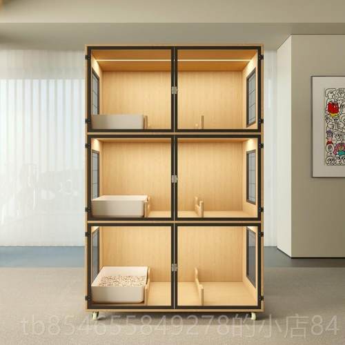 正品拇指三别墅笼喵子实木宠物玻璃柜子全景繁育猫舍定制猫笼猫柜