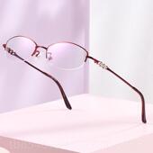 正品 优雅辐射蓝光变色学生 配视眼圆镜女有近度数半框架小脸防时尚