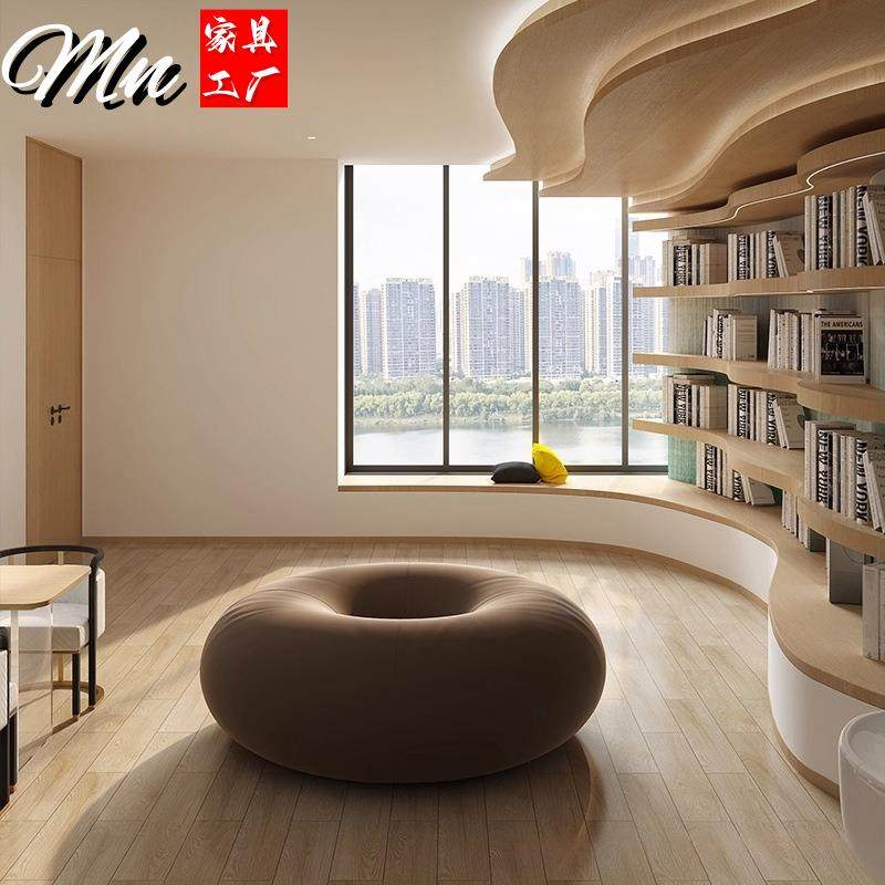 意式甜甜圈休闲接待洽谈桌椅沙发组合商务售楼部酒店洽谈单人沙发