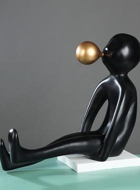 售楼处酒店大堂创意吹泡泡大型雕塑卡通人物摆件现代样板间艺术品