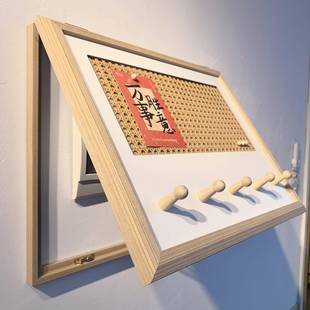 藤编电表箱遮挡装饰画带挂衣钩原木配电箱挂衣架一体软木电箱盖板