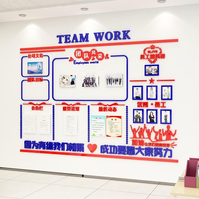 3EW1员工天地风采文化墙贴企业办公室装饰班组建设荣誉榜展示公司