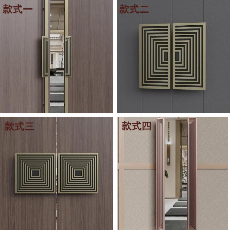 复古条纹中式实木门拉手古铜色