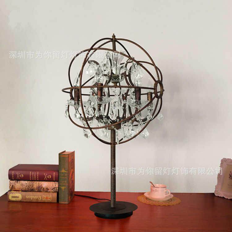 美式乡村水晶地地球仪台灯A0023复古工业中海创个头性餐意厅吧台