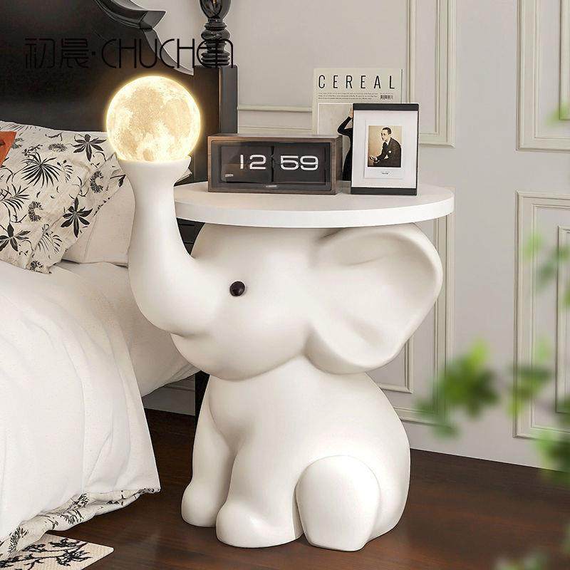 卡通沙发茶几大象摆件带托盘卧室奶油风床头柜灯客厅装饰品置物架,家居饰品,落地摆件,淘宝优惠券,粉丝福利购,淘宝优惠卷