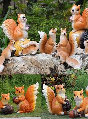 仿真动物花园模型小松鼠玻璃钢雕塑假松鼠挂饰庭院造景景观装饰品