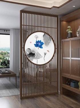 入户屏风隔断装饰茶室简现代厅约隔断墙玄客关01775新中式实木屏