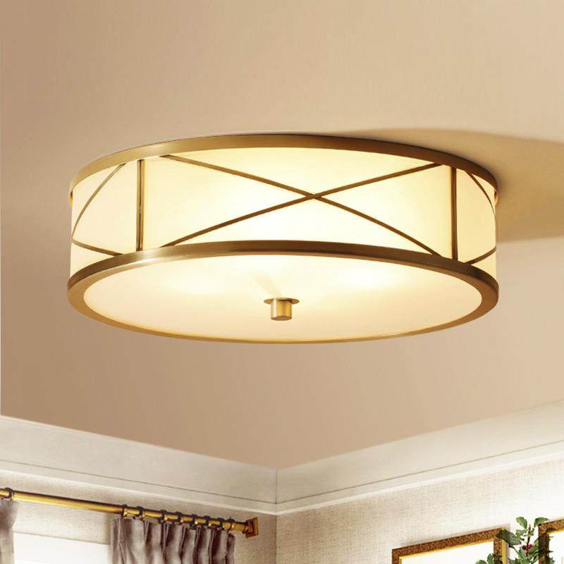 铜吸顶灯卧室美房间简约现代圆形玻璃式全复灯古轻奢房间灯走9927,家装灯饰光源,客厅吸顶灯,淘宝优惠券,粉丝福利购,淘宝优惠卷