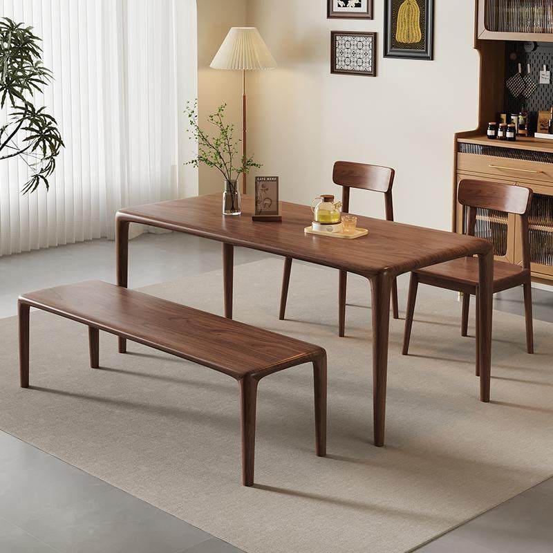 家用HTM0001胡桃木木新款现代简实餐桌椅组合原木大板桌约方长形