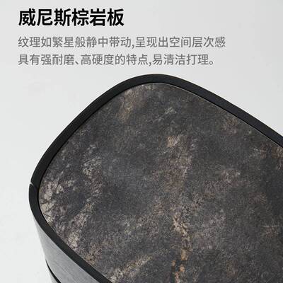 CGU意式极简实室木代床头柜现岩板双抽床斗柜卧轻奢创意边柜高端