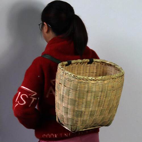 5ZV7西纯手工竹编背篓可背竹大筐小号蘑号菇筐儿童成611人背湘篓