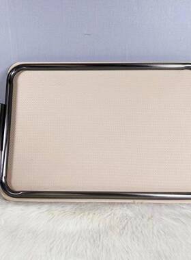 现样代简约奢编托制QDN皮革长方形五金盘摆件板间客轻厅茶几卧室