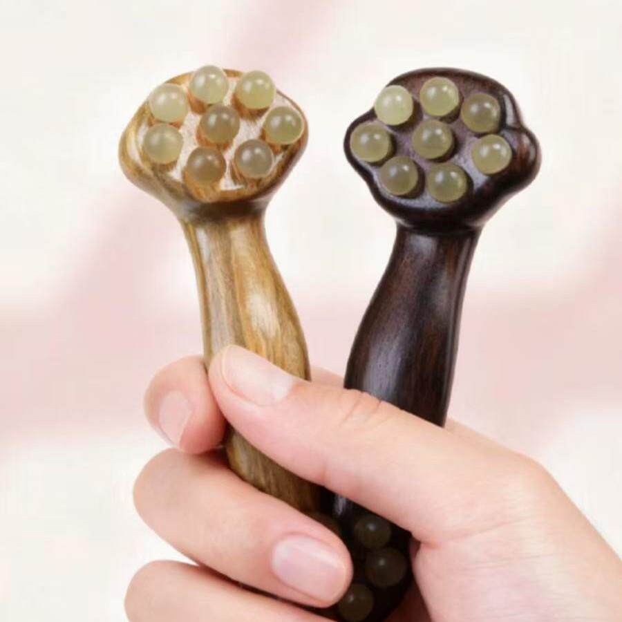 紫摩75620光檀绿檀羊角如意按摩刷家刮用便携按器疏通络痧头部经