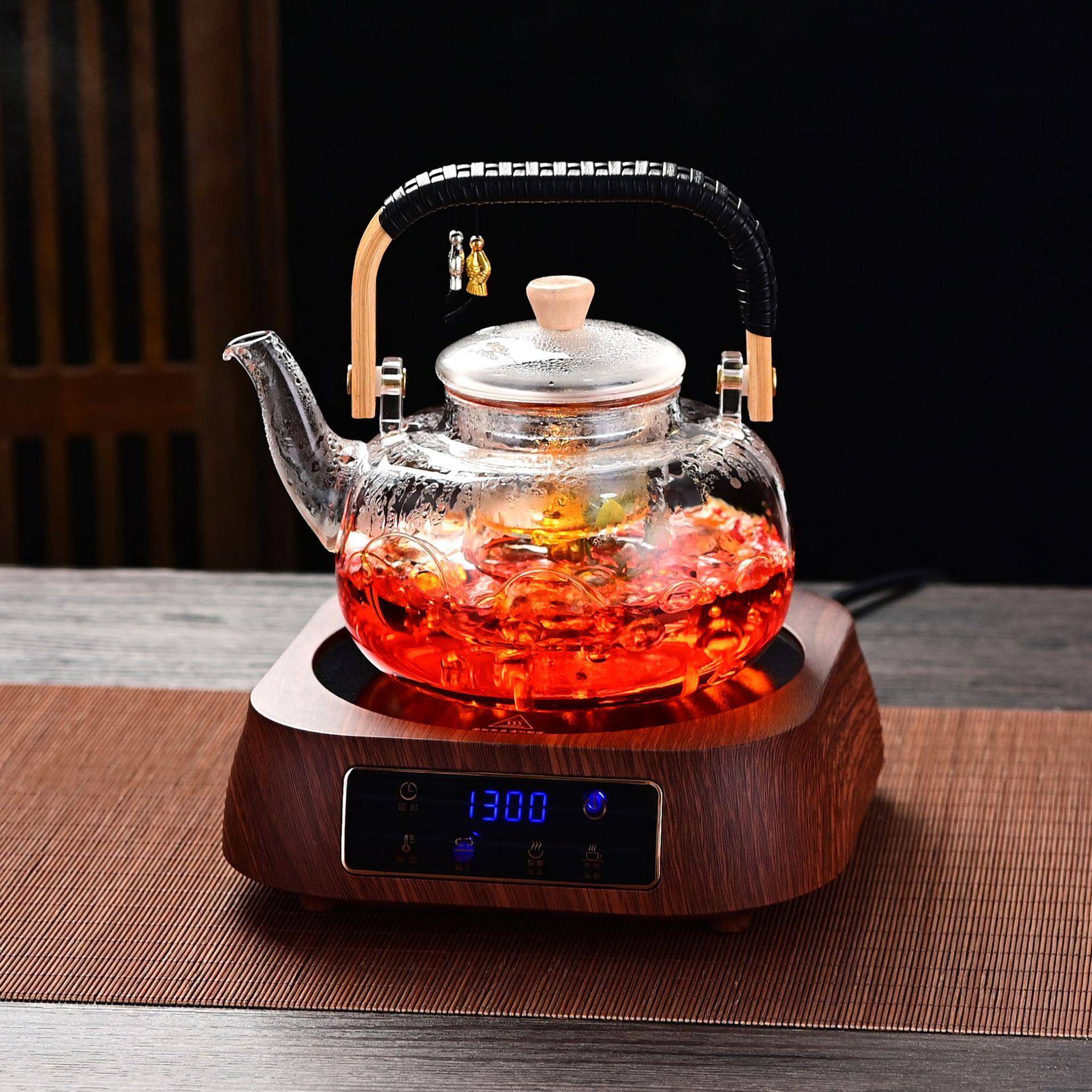 高硼体玻璃把提竹梁壶电陶炉茶壶套装耐64956高硅温蒸煮一茶壶泡