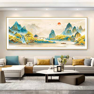千里江十山字绣2025新F99MT5JH款客现代大气山水风厅景手工绣万感