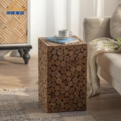 民宿设影计师创意拼接实木风小2043-204方桌小户型客边几摄厅拍摄