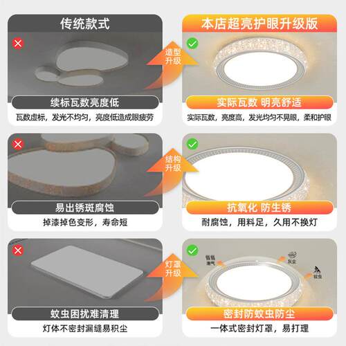 超薄卧室间吸房顶灯轻37914圆奢简约现代形长形LED方客厅主灯调光