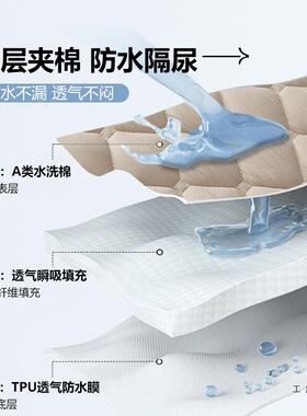 a类六F5M8SSTH全包床防水隔尿面防滑夹棉床单床垫套保护罩拉链四