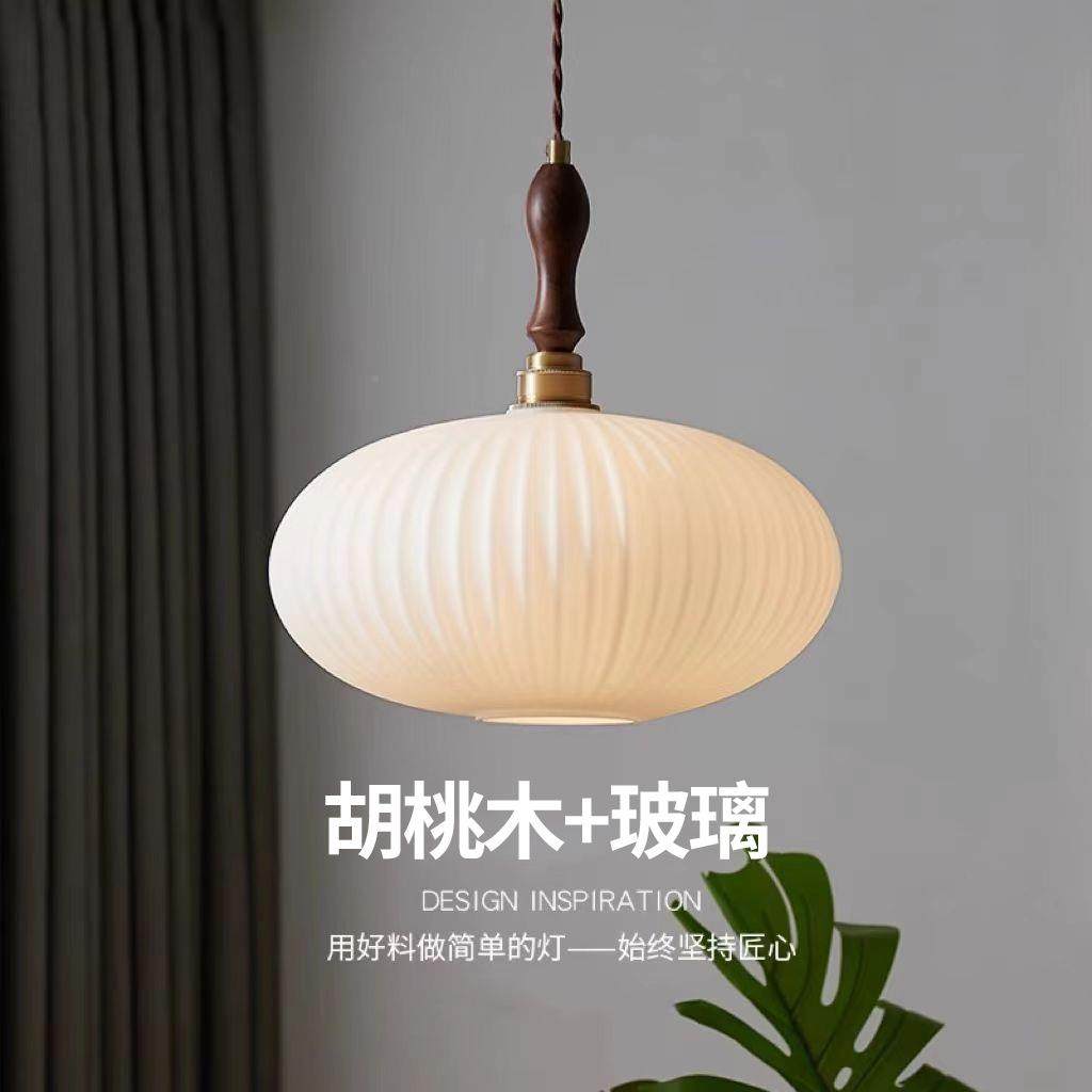 新式现代简玻598璃吊灯复古胡桃木实木宿卧约室走廊餐厅酒店民中,家装灯饰光源,智能吊灯,淘宝优惠券,粉丝福利购,淘宝优惠卷
