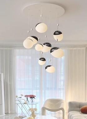 厅吊灯现简约卧客室创意球形设计61231鹅卵灯石网红奶代油风具