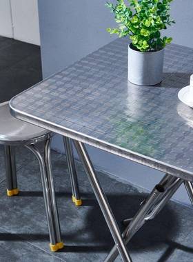 F76HMH7T小IL全锈钢老式可折叠圆桌方桌吃饭桌餐桌家户外正用方形