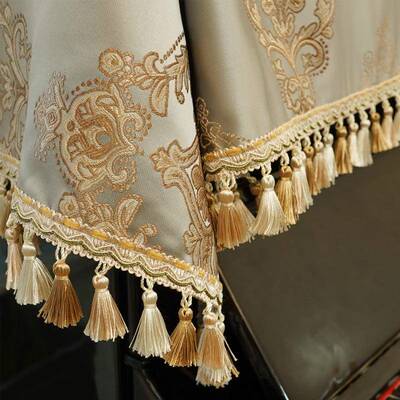 欧复EJO古琴防钢尘布电钢琴盖布高档蕾式盖巾长方丝形钢琴凳罩垫