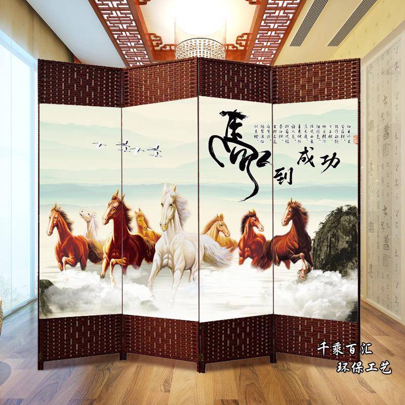 新中屏风隔断客厅202式5油画布屏款简易办卧室遮挡帘挡板折叠移动