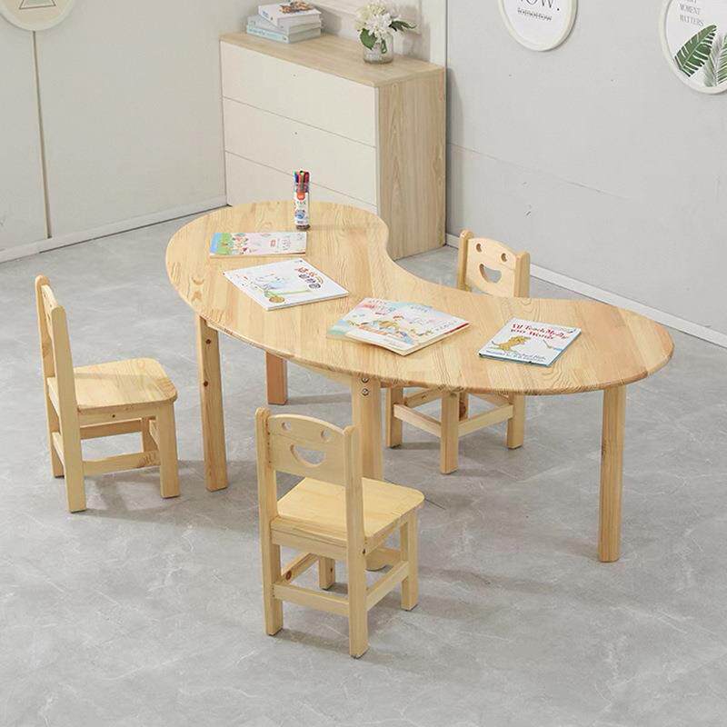 幼幼儿园实园实木月亮桌阅读育儿课桌椅套装桌儿托童月牙课桌书桌
