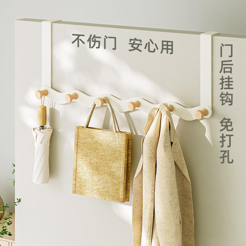 铁艺简约门后挂钩卧室免937打家孔门上用挂尚衣钩入卧室时收纳户