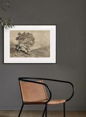 复古风景法中古风客厅装饰画样玄关走58678廊书书房挂画房板间艺