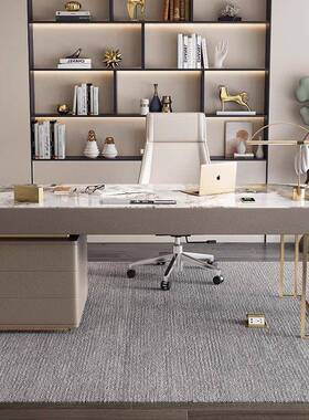 现代约轻奢岩板书家计用桌意式设简师电脑jls7H7H5桌高端办公室桌