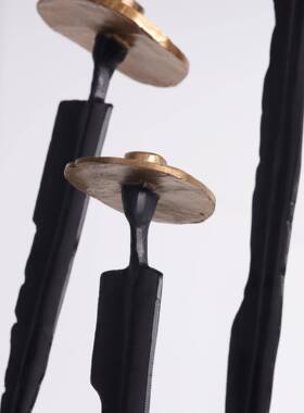 现代简约件新摆中式金属人物组合摆样58997板间茶几创意塑带帽高