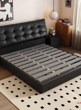 意轻式黑卧熊现代简DZC约软包黑色奢主婚床大气小户型双人床大气