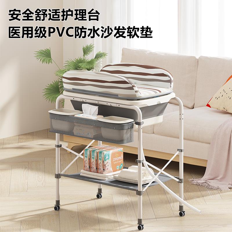 多功TTqfzgzq能婴儿感浴盆折叠洗温澡新儿生带支架换尿布台护理盆图片