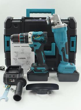 套装二合一锂电工具件套电组合调速角磨机大功三82280率冲击功能