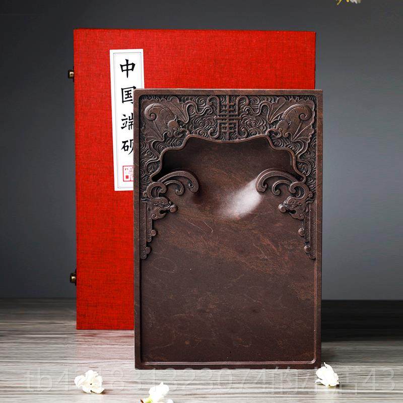 高档国家非物质化遗产 肇庆端砚台《福寿双全》6寸8寸宋坑精砚品