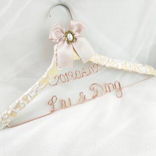 高档新娘婚礼蕾丝衣架手工定秀制实木衣挂婚结婚服禾晨袍喜架纱礼