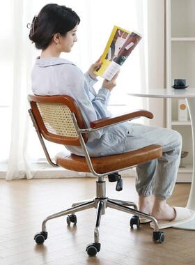 电脑椅编办YKJ公椅设计轻奢房竹藤椅师复古书椅卧室家用椅子餐椅