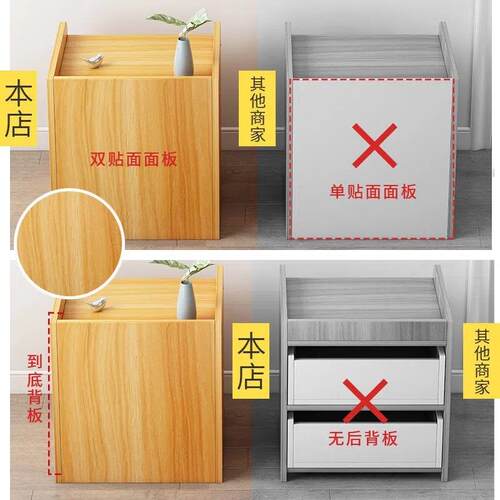 EQR床头柜代简约现小型用家收纳小柜子带锁储室物柜卧床边柜出租