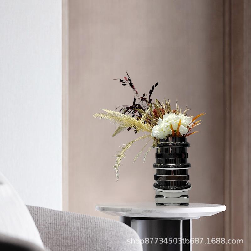 现代轻奢仿真花摆水艺晶花仿真花插花瓶器样间花家居板客厅餐桌茶