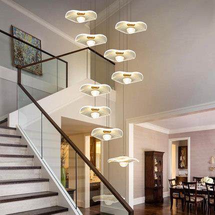 时现奢代MC263简约荷叶尚小复式楼客厅轻loft公吊寓别墅中空楼梯,家装灯饰光源,智能吊灯,淘宝优惠券,粉丝福利购,淘宝优惠卷