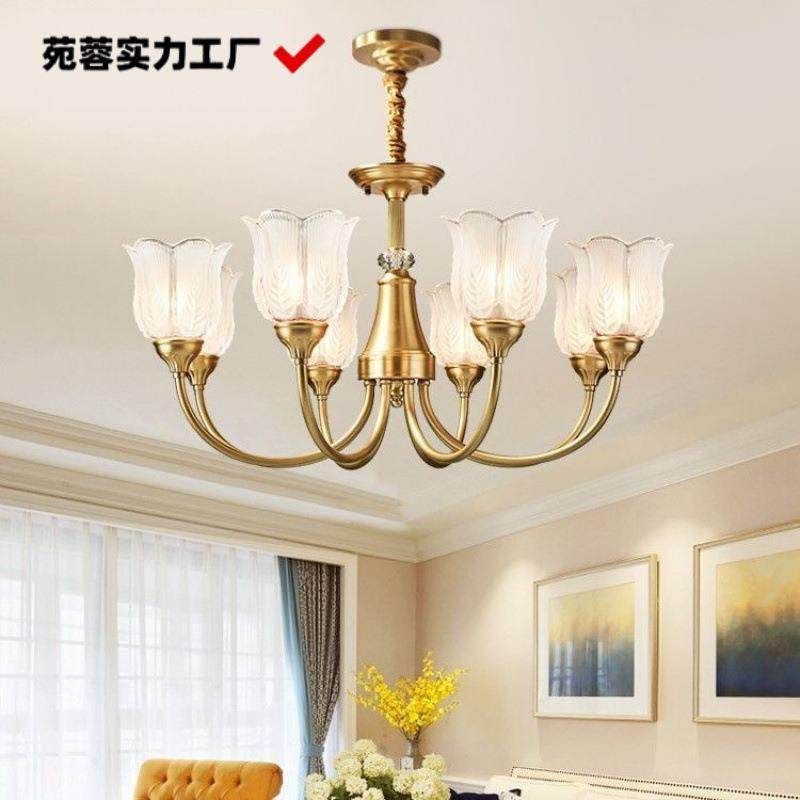 美式吊灯客厅灯全铜轻奢复法厅古水式晶欧卧室餐灯主卧楼梯951式