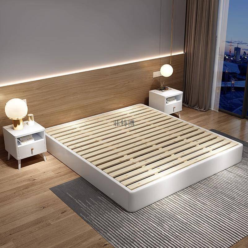 全实木地排骨架床落地无头床双65658531简约现代民宿人床可台单尺