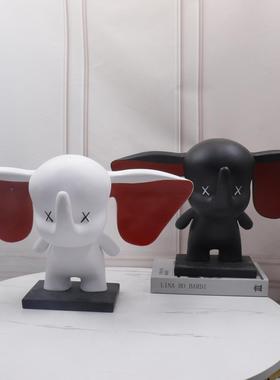 简约现代创意客大耳朵小飞样象可爱雕塑件板1间摆儿童房厅家居饰