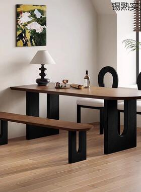 法式古户实木岛台餐FVL桌家用小型饭桌靠中墙半圆形餐洽谈台接待